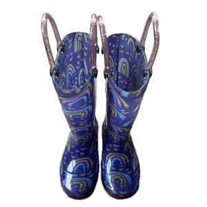 Western Chief Toddler Girls Kids Rain Boots Purple Rainbows Glitter Size 7